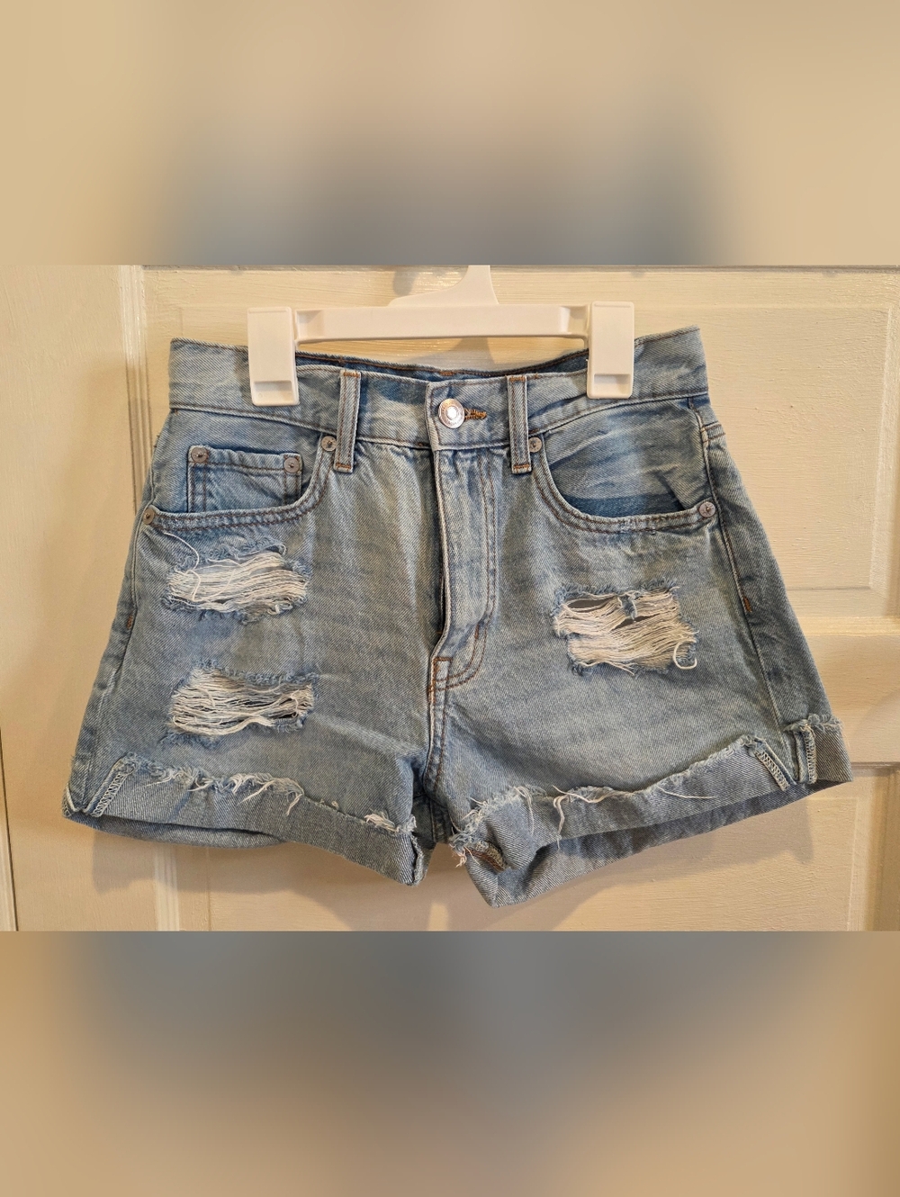 Aeropostale Light Wash Distressed Denim Cutoff Shorts
